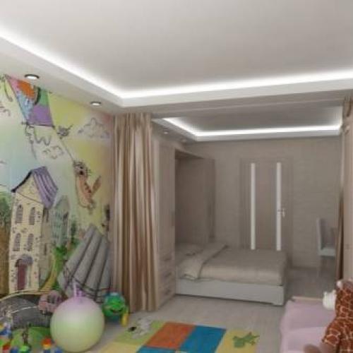 Однокомнатная квартира с детской. Способы зонирования комнаты 05 Однокомнатная квартира с детской. Способы зонирования комнаты 05