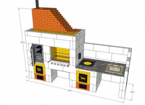 Барбекю из кирпича порядовка. Изготовление мангалов и барбекю из кирпича: чертежи, схемы, порядовки 04