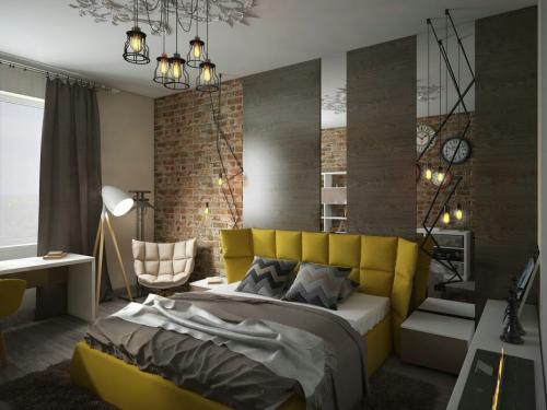 Спальня в стиле лофт 01