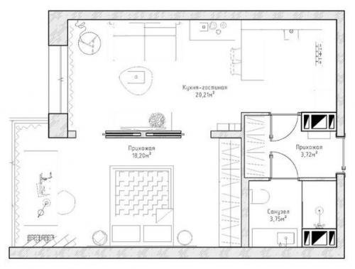 Светлый интерьер квартиры 45 кв.м 08