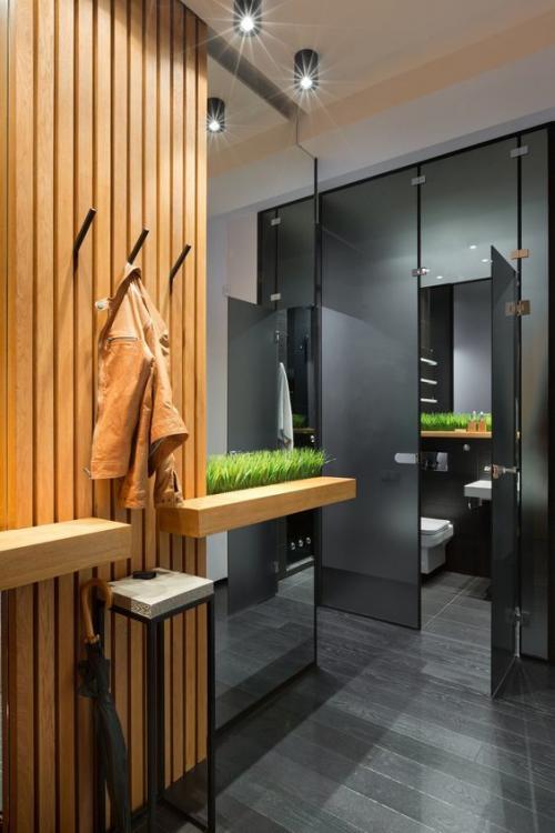 Рейки в интерьере прихожих 05