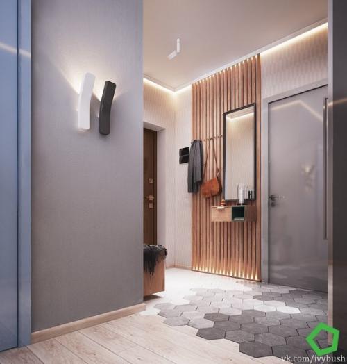 Рейки в интерьере прихожих 01
