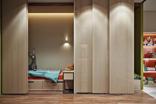 Оригинальное зонирование в детской 05