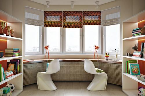 Оригинальное зонирование в детской 03