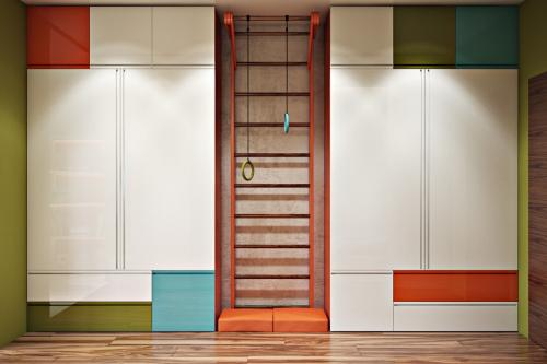 Оригинальное зонирование в детской 04