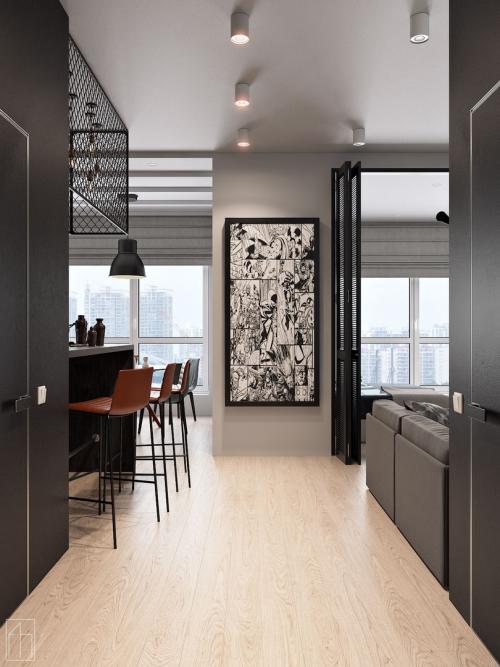 Интерьер квартиры с элементами лофт 03