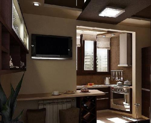 Кухня совмещенная с балконом 08