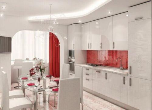 Кухня совмещенная с балконом 09