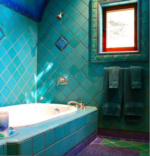 Сине-зеленый цвет в интерьере 02