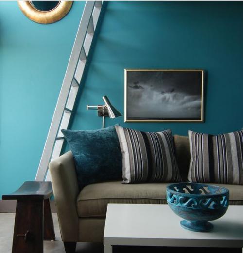 Сине-зеленый цвет в интерьере 07