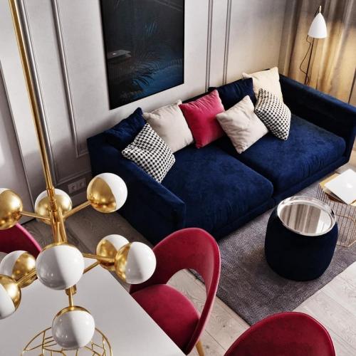 Проект совмещенной кухни-гостиной 03