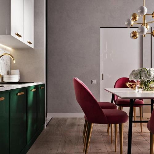 Проект совмещенной кухни-гостиной 07