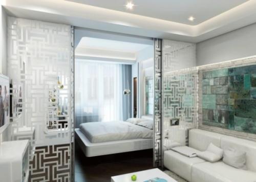 Интерьер зал с кроватью. Как разделить комнату на гостиную и спальню: возможные варианты