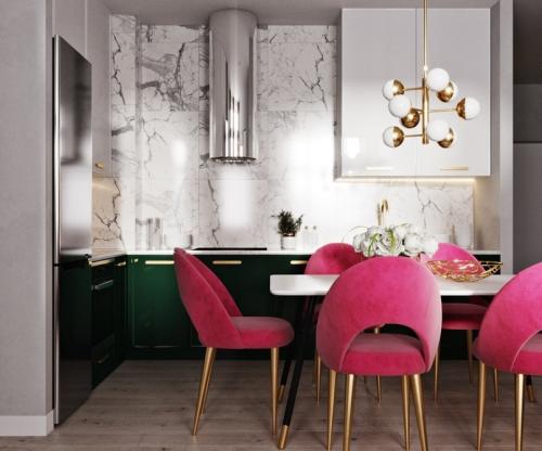 Проект совмещенной кухни-гостиной 04