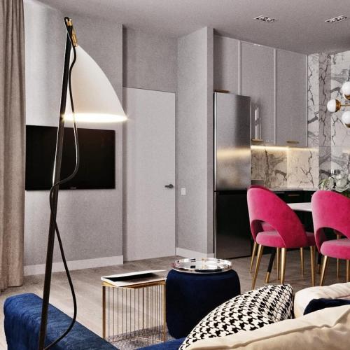 Проект совмещенной кухни-гостиной 06