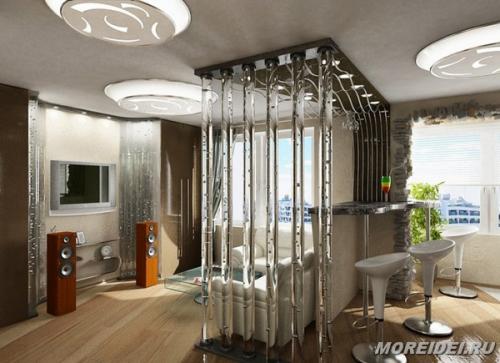 Зонирование прихожей и гостиной. Главные приемы разделения пространства 37