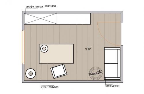 Планировка кабинета. Дизайн кабинета 9 кв.м: 5 вариантов планировки