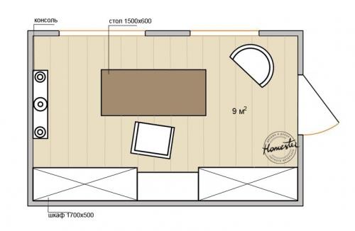 Планировка кабинета. Дизайн кабинета 9 кв.м: 5 вариантов планировки