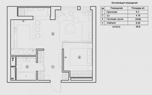 Из однушки в двушку. Готовые схемы проектов переделки однокомнатной квартиры в двухкомнатную разной площади