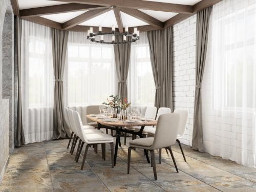 Просторная гостиная с камином 01