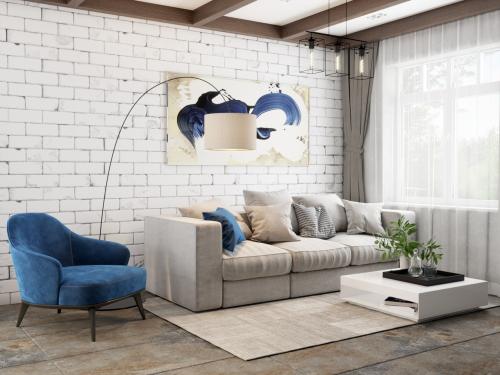 Просторная гостиная с камином 02