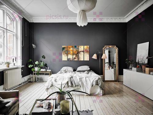 Картины на обоях с рисунком. Правильное сочетание обоев и картин