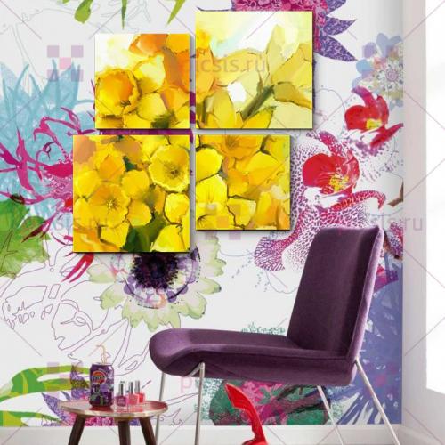 Картины на обоях с рисунком. Правильное сочетание обоев и картин