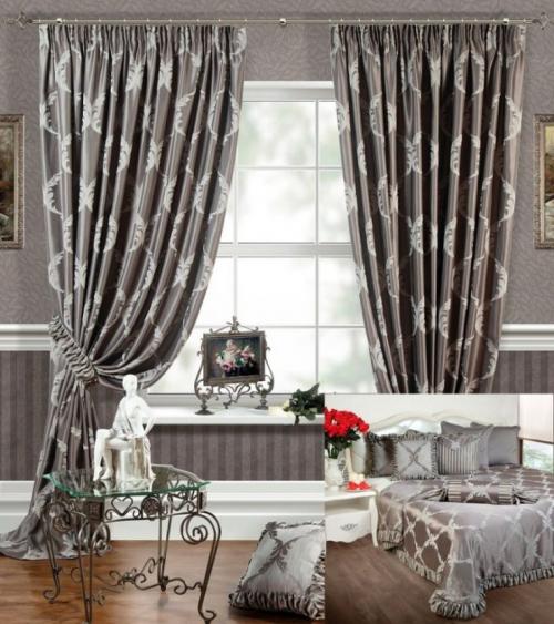 Шторы и покрывало на кровать в спальню. Покрывало на кровать в спальню