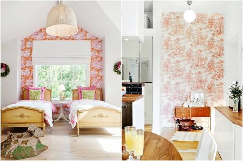 Декор стен обоями. Идеи использования остатков обоев в интерьере