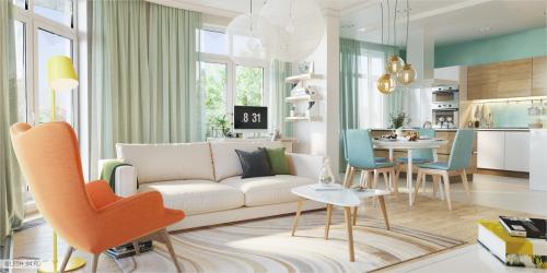 Интерьер в ярких тонах в ЖК Аристократ 02