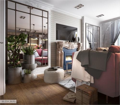 Интерьер с элементами лофт в ЖК Самоцветы 10