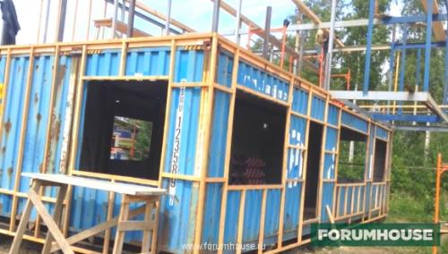 Дом из контейнеров зимой. Поэтапное строительство дома из морских контейнеров