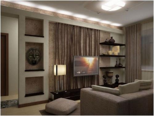 Стены разного цвета в гостиной. Роль цвета в интерьере