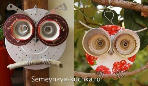 Поделка сова из пластиковой бутылки и листьев. в изготовлении поделки-совы.