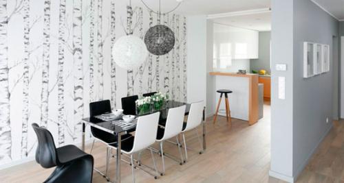 Стена возле кухонного стола. Зонирование цветом