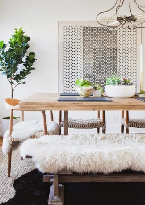 Стена возле кухонного стола. Зонирование цветом