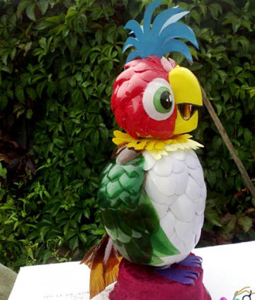 Как сделать попугая из пластиковых бутылок. Попугай из пластиковых ложек и бутылок