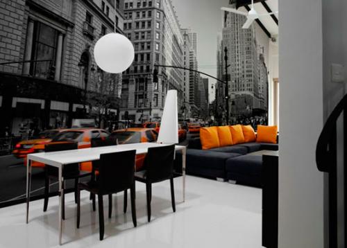 Стена возле кухонного стола. Зонирование цветом