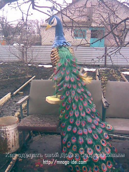 Павлин из пластиковых бутылок мастер класс.
