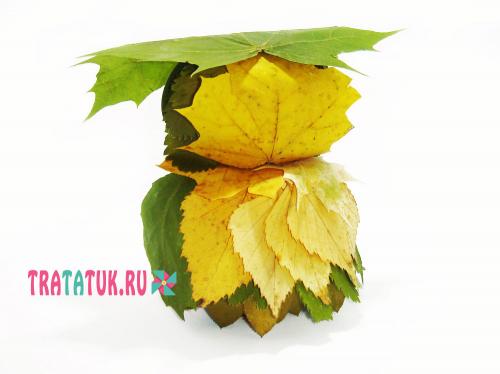 Поделка сова из пластиковой бутылки и листьев. Сова из листьев: яркая объемная поделка своими руками