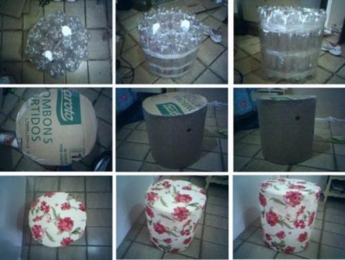 Поделки из пластиковых бутылок своими руками поэтапно. Пуфик из пластиковых бутылок своими руками