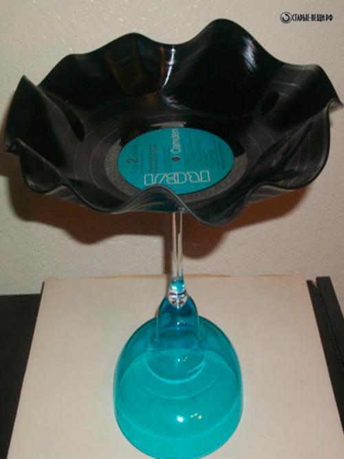 Поделки из пластинок виниловых. Всевозможные емкости