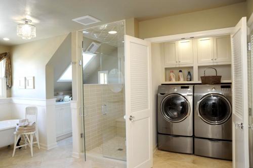 Стиральная машина в ванной дизайн. Общие черты современного стиля  