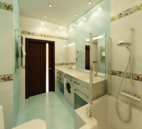 Стиральная машина в ванной дизайн. Общие черты современного стиля  