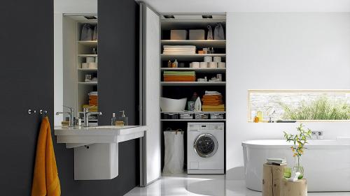 Стиральная машина в ванной дизайн. Общие черты современного стиля  