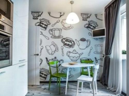 Кухни с выходом на балкон интерьер. Шторы в интерьере кухни с балконом 03