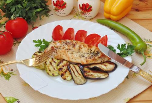 Куриная грудка в соевом соусе на гриле. Куриное филе с овощами