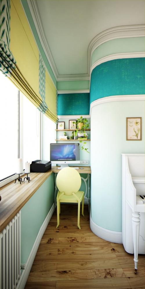 Бирюзовая кухня-гостиная 03