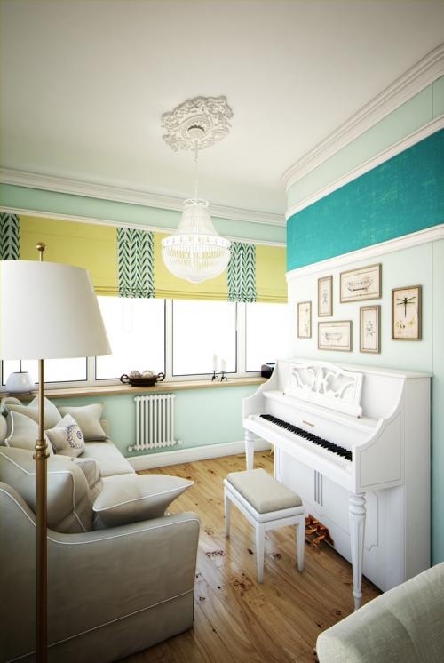 Бирюзовая кухня-гостиная 05