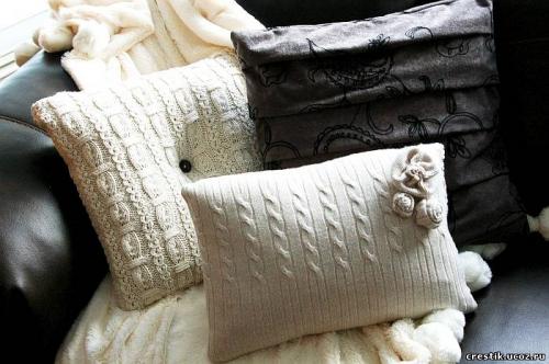 Вязаные подушки своими руками. Подушечка-цветочек